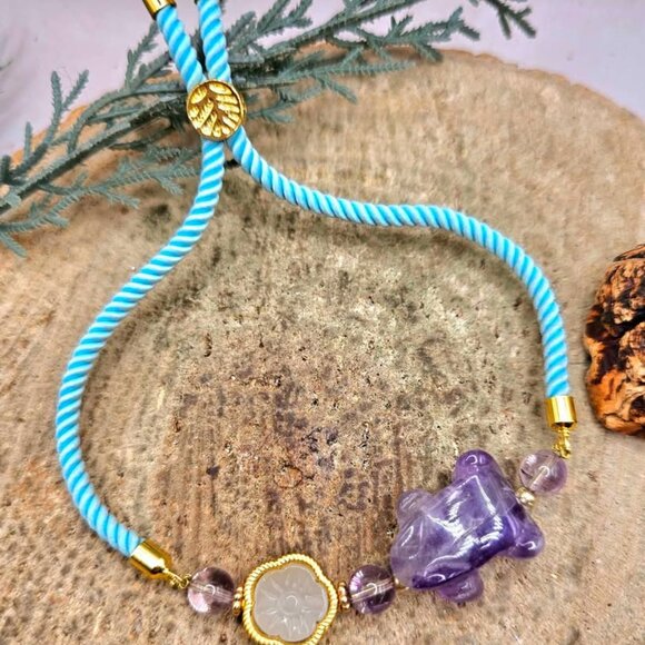 Nature Amethyst Frog Mixed Crystal Beads Bracelet - Picture 6 of 10